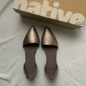 Native Audrey Flat in Metal Bling Size 9